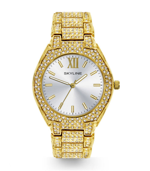 Reloj de Mujer en Acero con Calendario y Piedras Preciosa