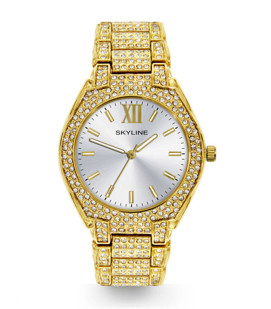 Reloj de Mujer en Acero con Calendario y Piedras Preciosa