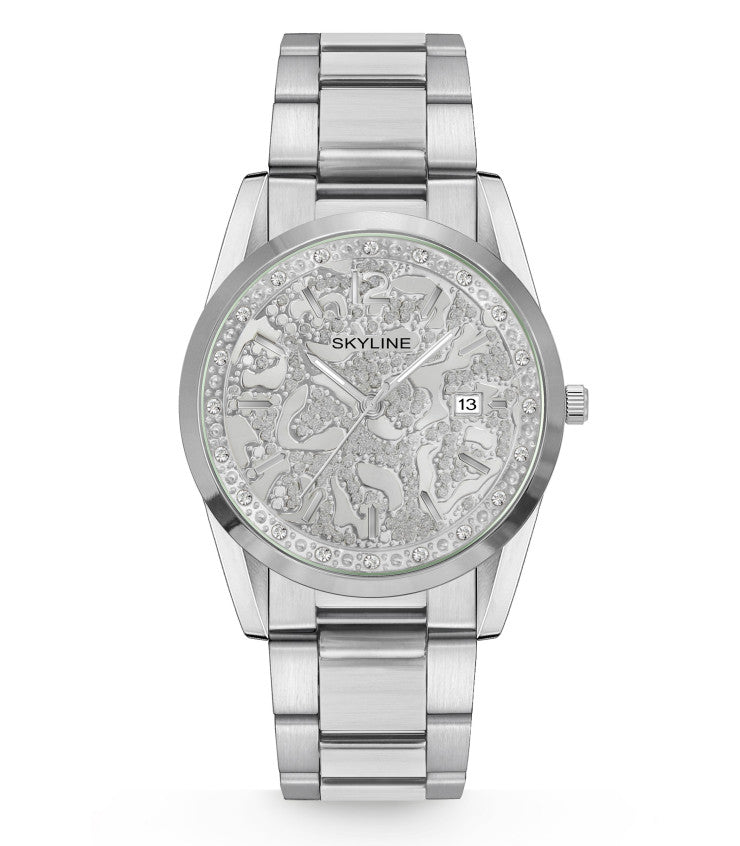 Reloj de Mujer en Acero con Calendario y Brillantes – Modelo S8